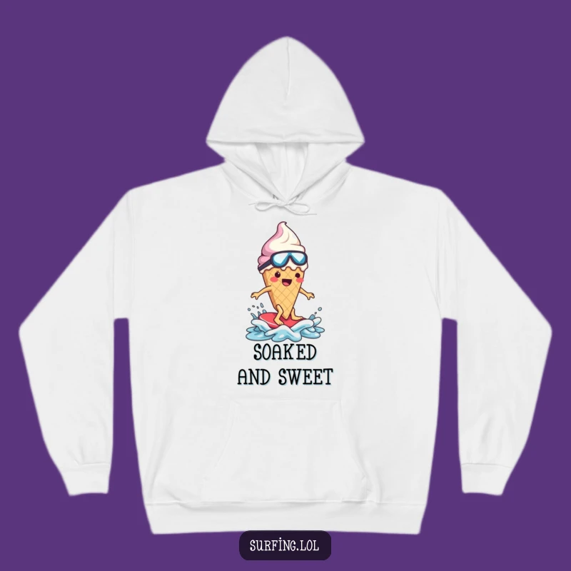 Funny Melting Ice Cream Surfer Hoodie: Cozy Disaster Zone, Best Funny Gift