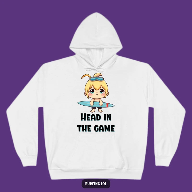 Funny Surfer Hoodie: Concentrated Character Balancing Surfboard Gift