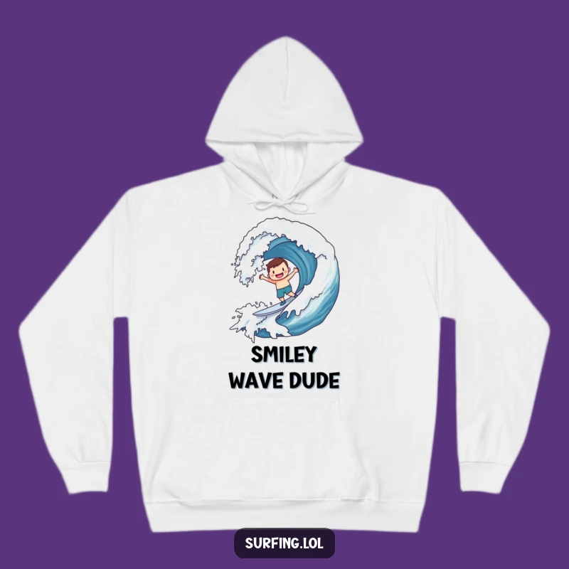 Funny Surf Smiley Wave Hoodie: Cozy Beach Vibes, Warm Funny Gift