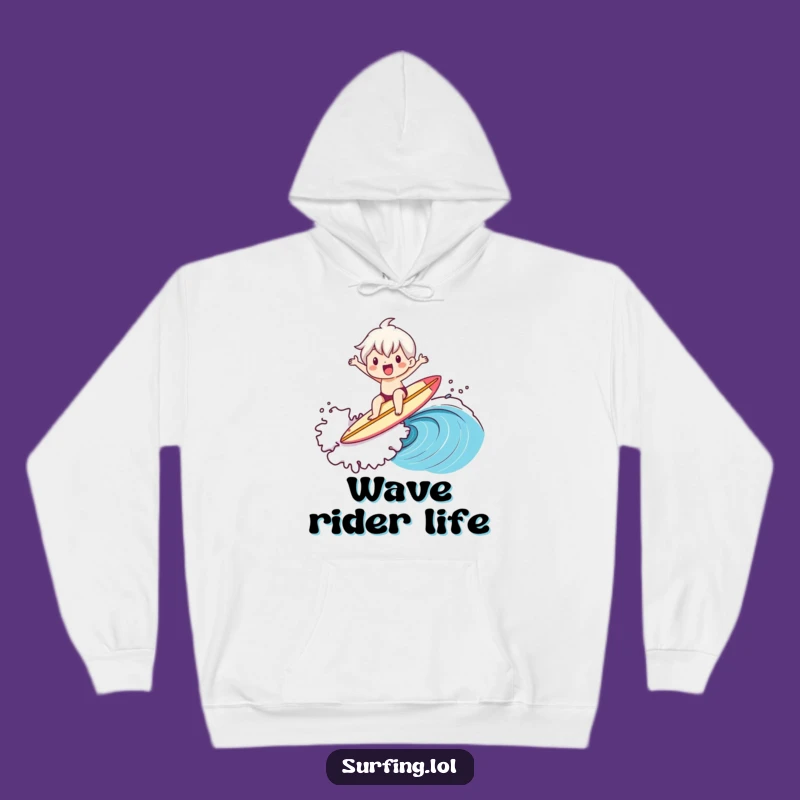 Cozy Funny Beach Hoodie: Cute Surfer Character, Warm Funny Gift