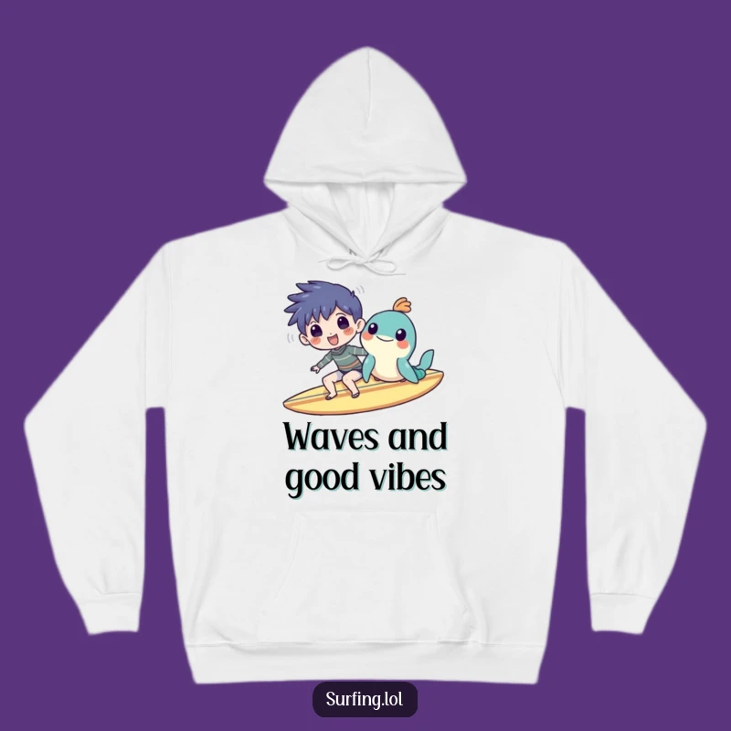 Funny Surf Buddies Hoodie: Character & Sea Creature, Cozy & Hilarious Gift