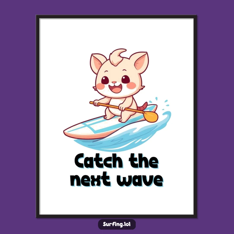 Funny Free Printable Wall Art: Sweet Surfer Creature Grinning for Hilarious Downloadable Decor
