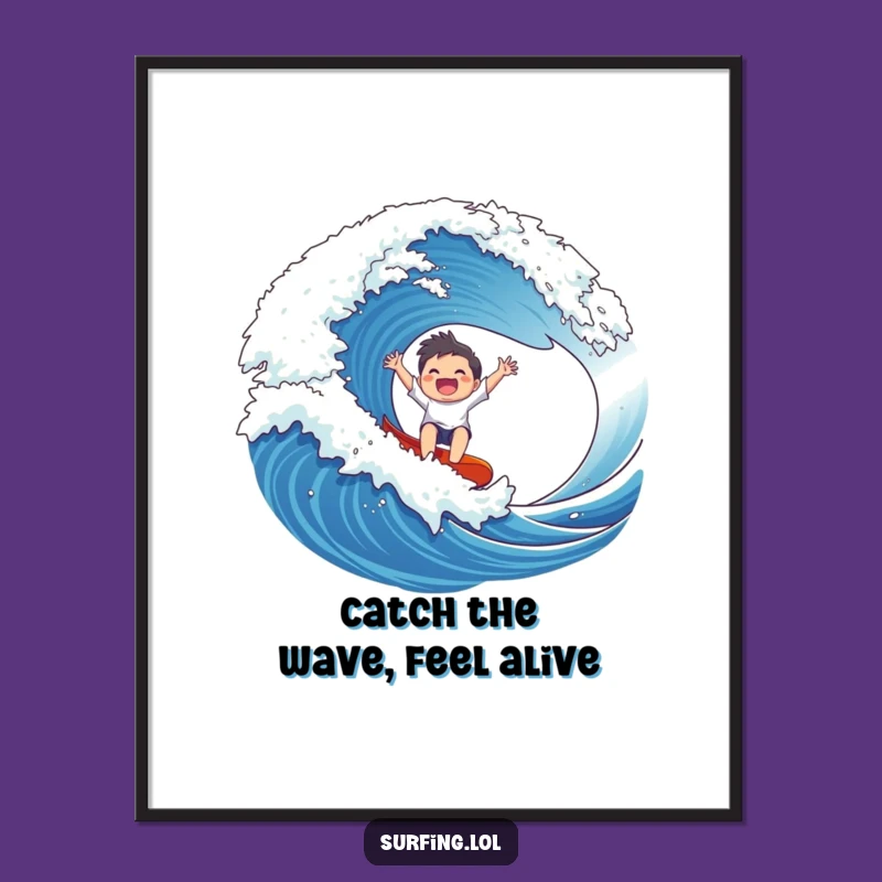 Free Printable Wall Art: Gleeful Wave Rider, Ocean Fun Decor!