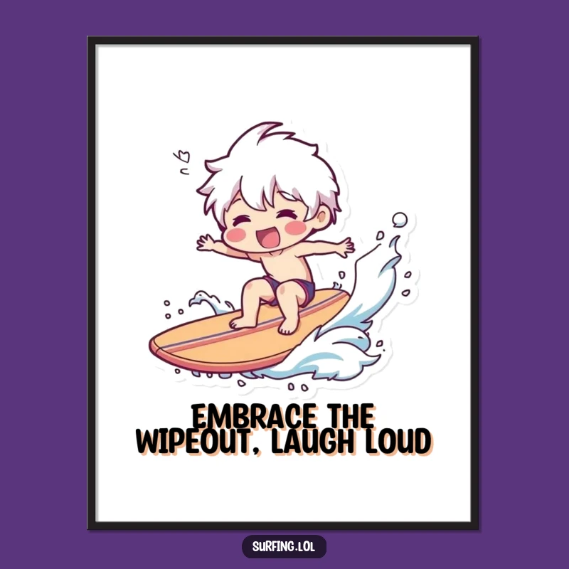 Funny Free Printable Wall Art: Wipeout Character, Humorous Surf Decor