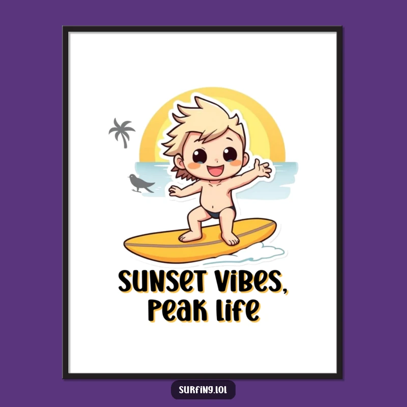 Free Printable Sunset Surfer Wall Art: Cool DIY Downloadable Decor