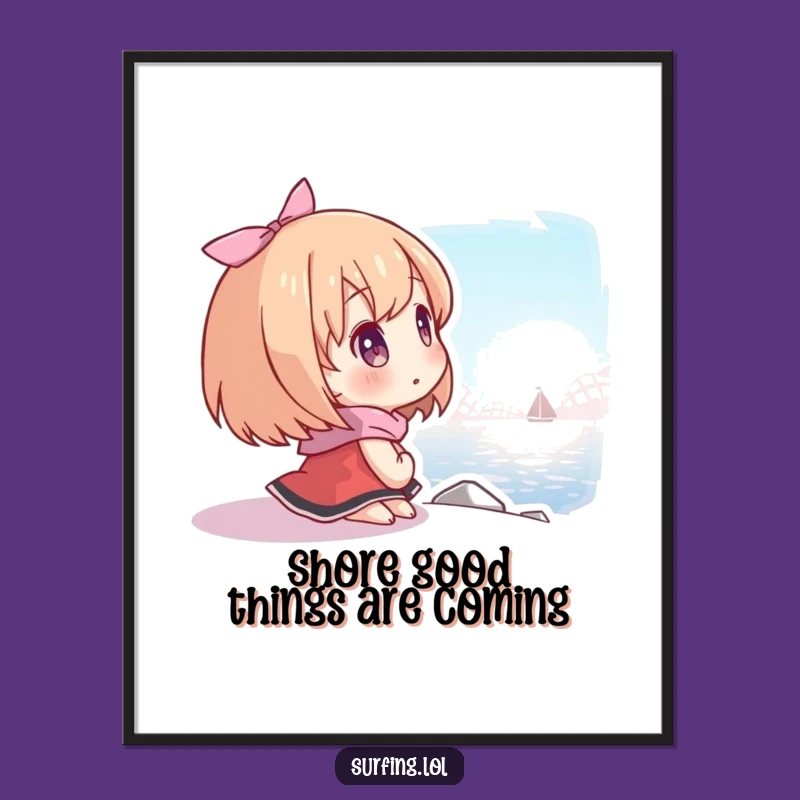 Free Printable Wall Art: Hopeful Character Gazing at Distant Shore Downloadable Art