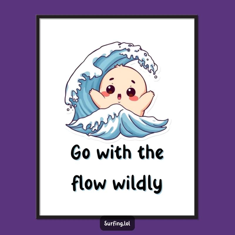 Free Printable Wall Art: Surprised Wave Rider, Fun Coastal Decor!