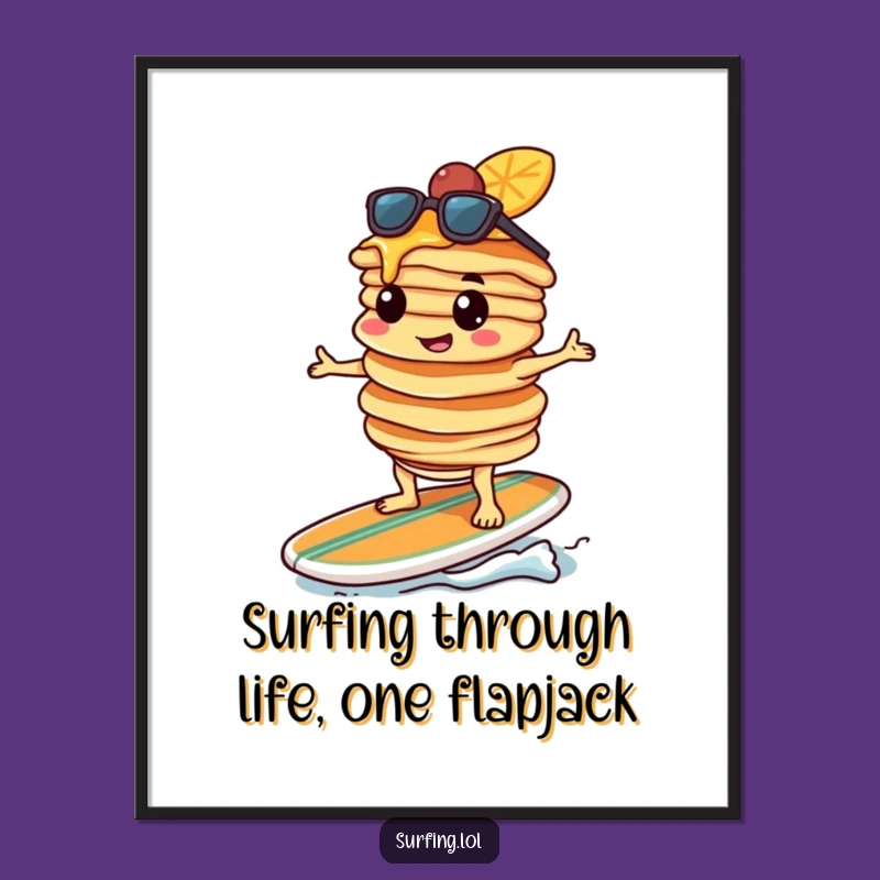 Funny Free Printable Wall Art: Determined Pancake Surfer, Downloadable Art, Humorous Decor