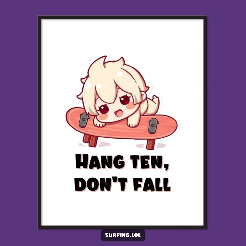 Free Printable Wall Art: Wobbly Surfer, Comedic Downloadable Art for a Laughing Atmosphere