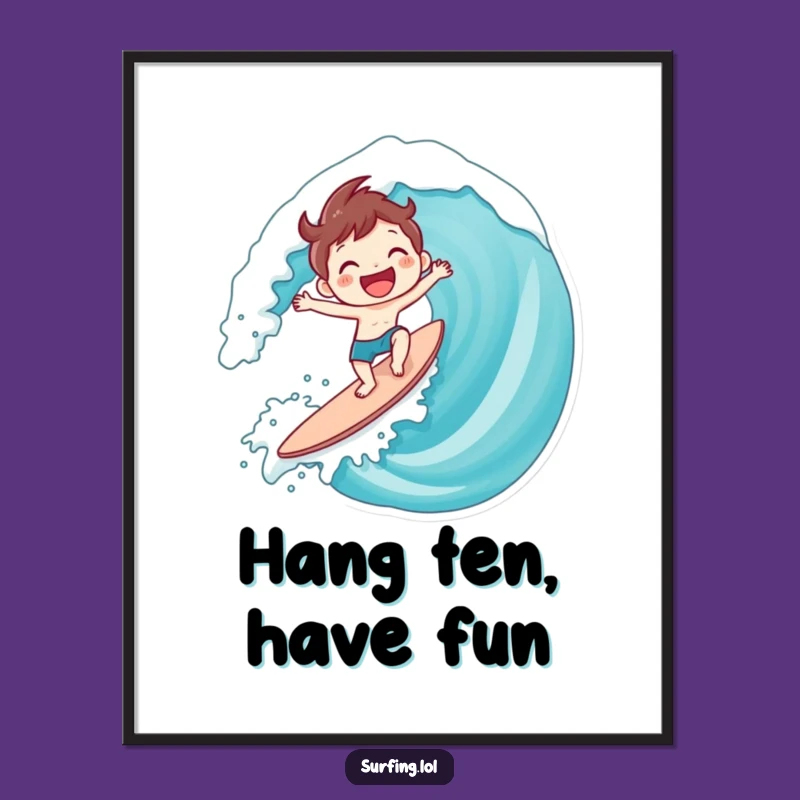Free Printable Surfing Wave Wall Art - Funny Downloadable Poster for Beach Lovers