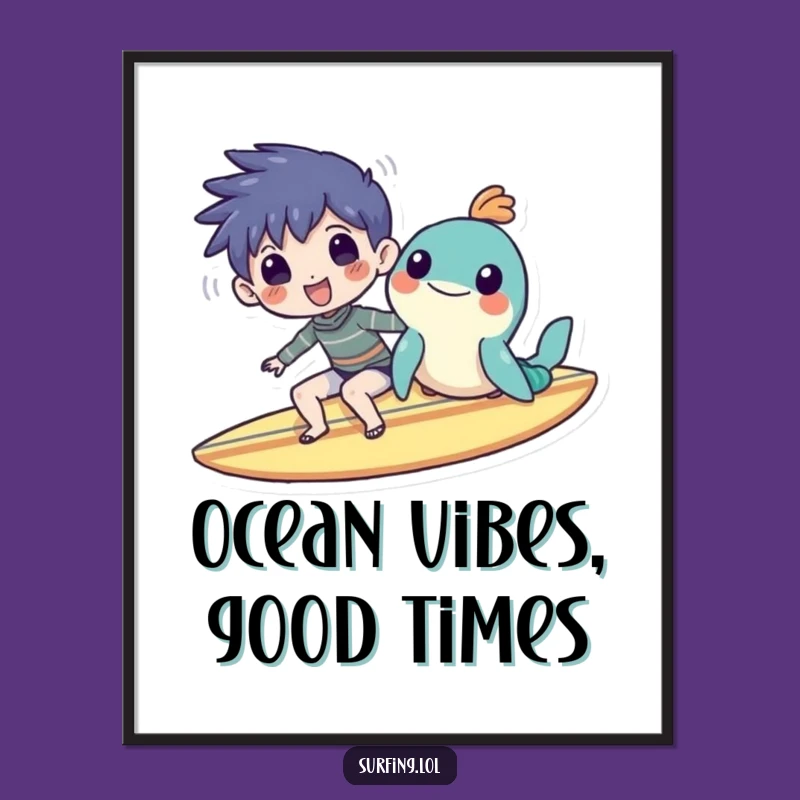 Funny Printable Wall Art: Surfing Pals, Free Downloadable Art for Coastal Vibes