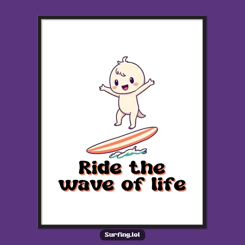 Free Printable Wall Art: Wobbly Surfer, Beachy Fun Decor!