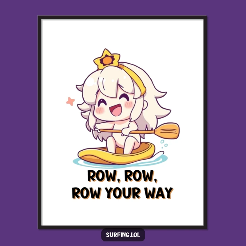 Happy Free Printable Wall Art: Paddling Character Downloadable Poster