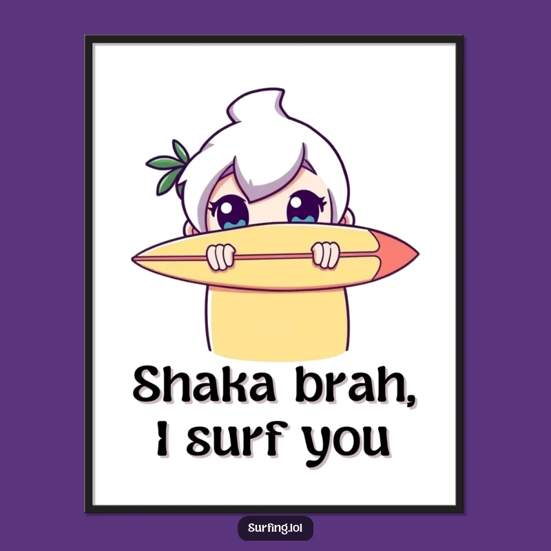 Funny Free Printable Wall Art: Surfer Hiding Surprise - Downloadable Home Decor