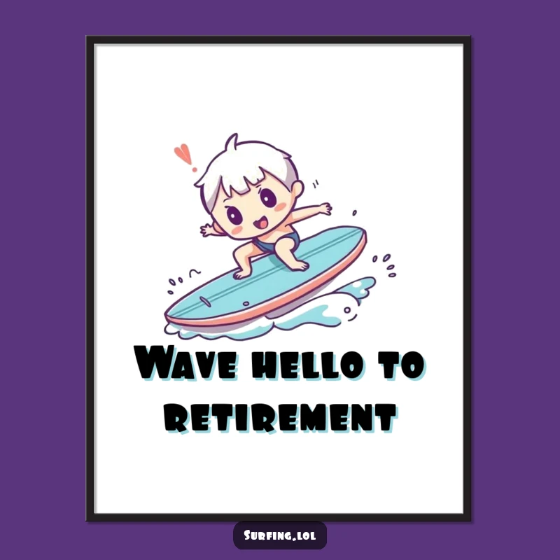 Funny Free Printable Wall Art: Tripping Surfer Character - Hilarious Downloadable Art