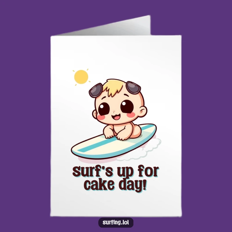 Free Printable Birthday Card: Surfing Character for a Relaxed Downloadable Birthday Gift