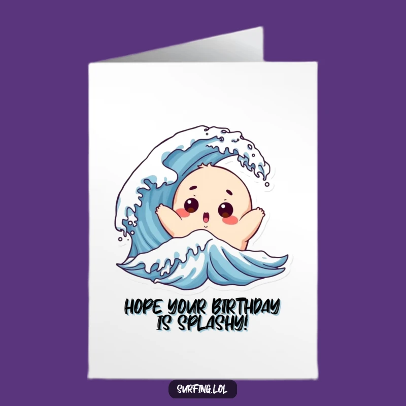Free Printable Birthday Card: Surprised Wave Rider, Fun Birthday Splash!