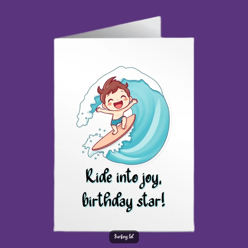 Free Printable Surfing Wave Birthday Card - Funny Downloadable Gift for Surfers