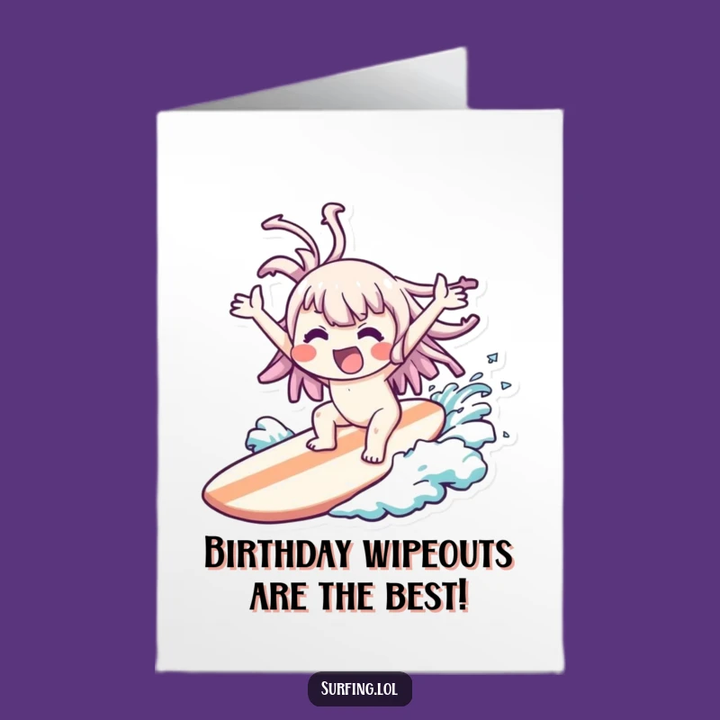 Free Printable Wipeout Birthday Card - Funny Downloadable Gift for Surfers
