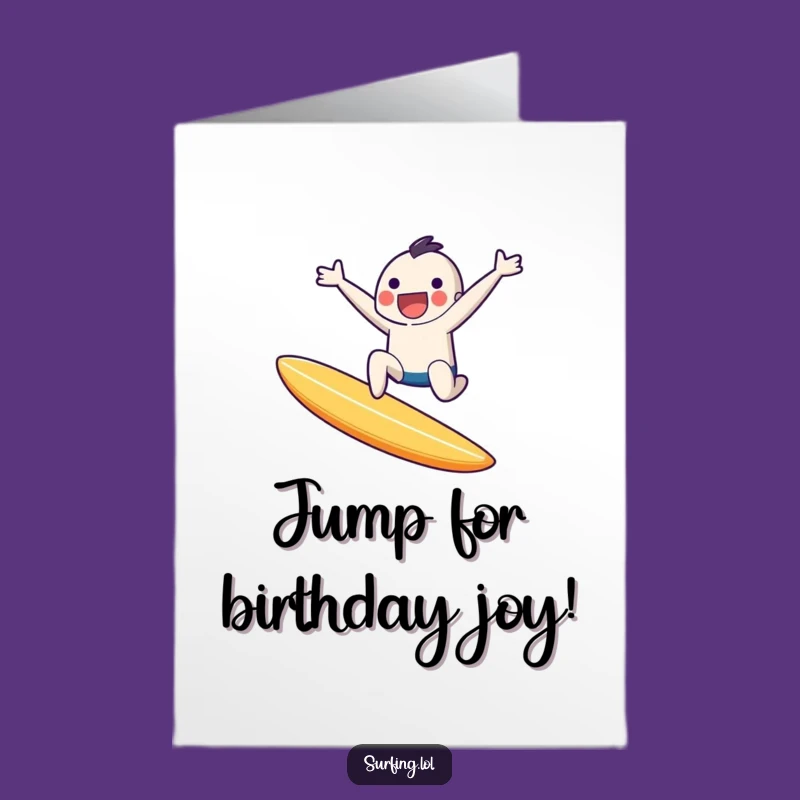 Free Printable Birthday Card: Tiny Surfer's Leap, Downloadable Birthday Thrills!