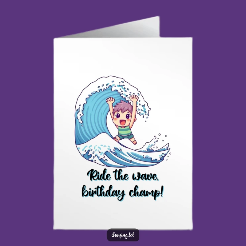 Free Printable Birthday Card: Triumphant Wave Rider, Epic Downloadable Gift