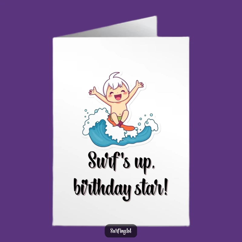 Free Printable Birthday Card: Joyful Wave Rider Character, Funny Downloadable Gift