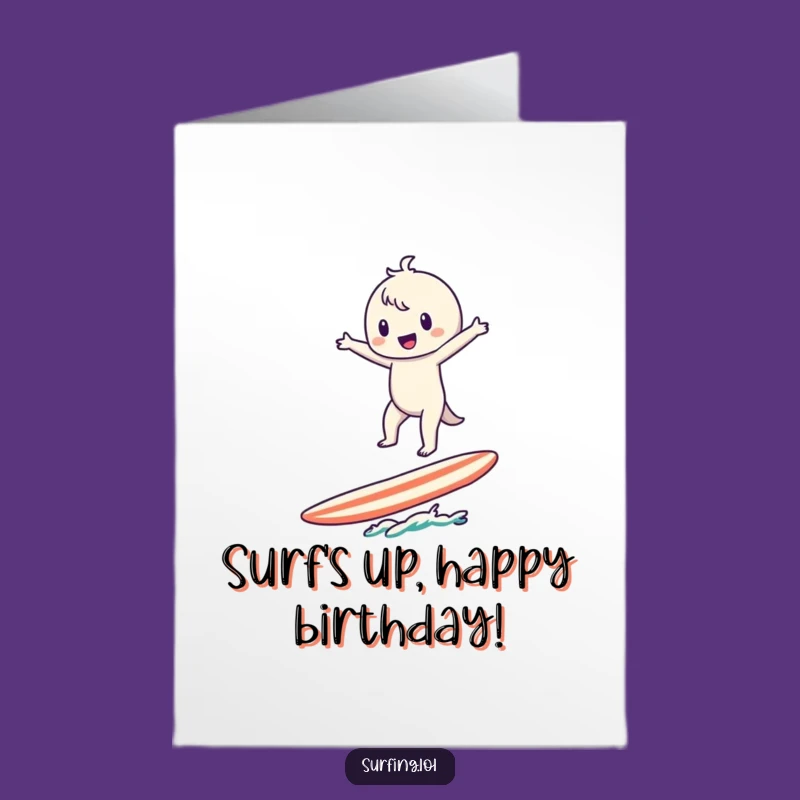 Free Printable Birthday Card: Wobbly Surfer, Fun Birthday Ride!