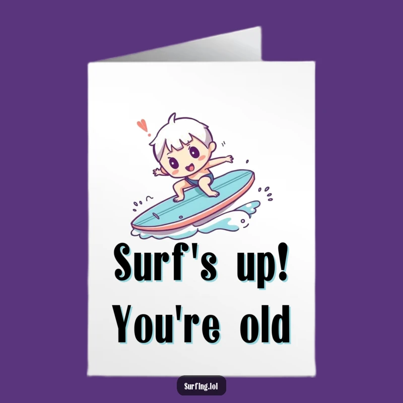 Free Printable Birthday Card: Funny Surfer Character Tripping - Hilarious Downloadable Gift