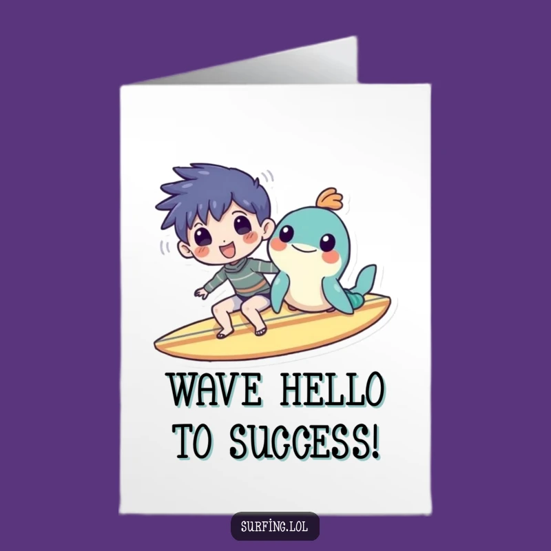 Free Printable Congrats Card: Cheerful Surf Buddies, Funny Downloadable Celebration