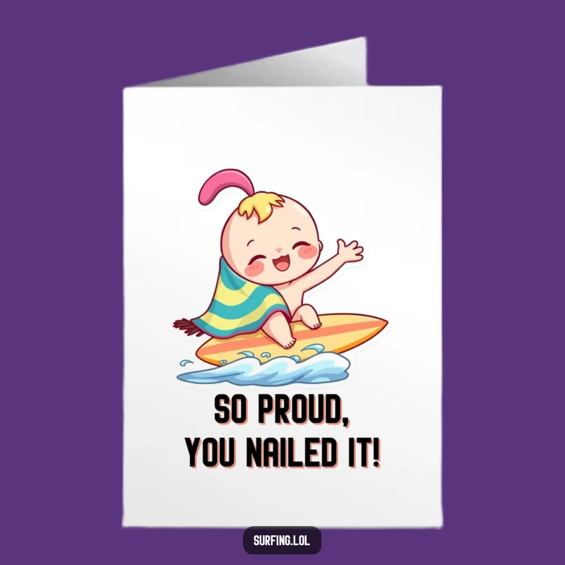 Free Printable Congrats Card: Wiping Surfer Character Funny Downloadable Gift!