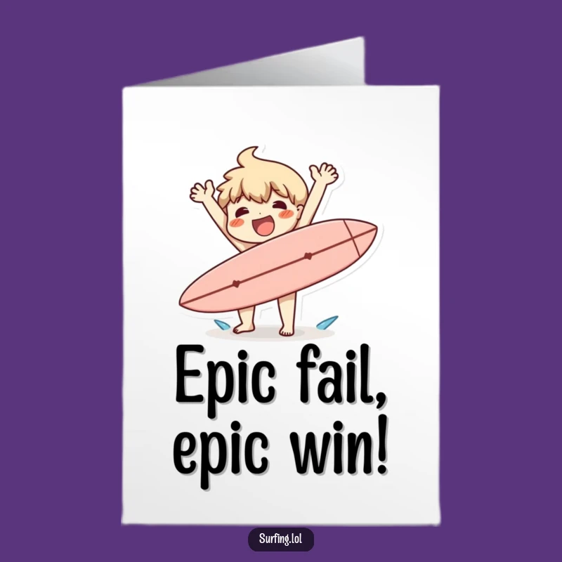 Free Printable Congratulations Card: Surfer Wipeout Win - Downloadable LOL Gift