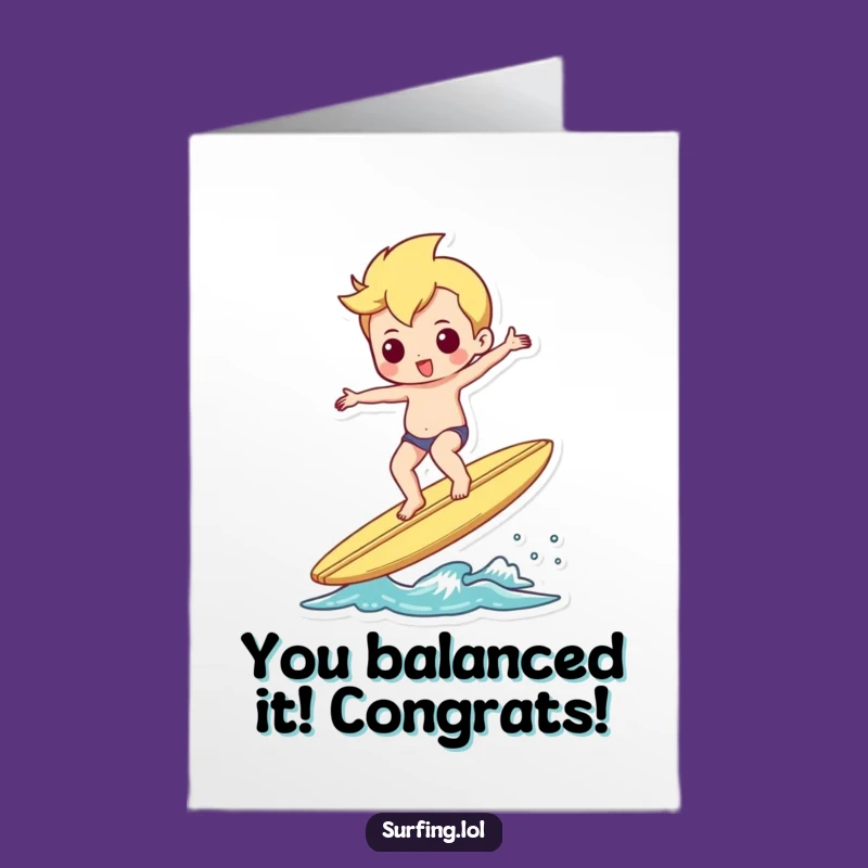 Free Printable Congrats Card: Smooth Surfer Shimmy Character, Downloadable DIY Gift