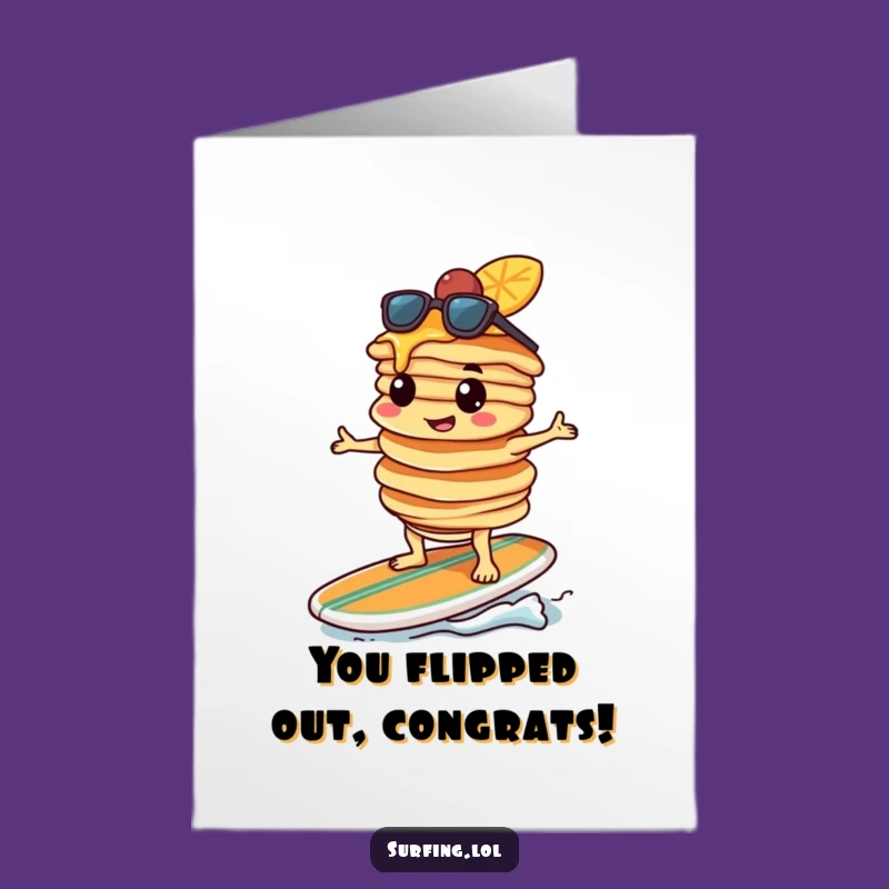 Free Printable Congrats Card: Pancake Surfer Wins Big, Downloadable & Funny, DIY Gift