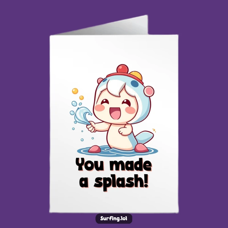 Free Printable Congrats Card: Kawaii Splash of Success, Downloadable Celebration!