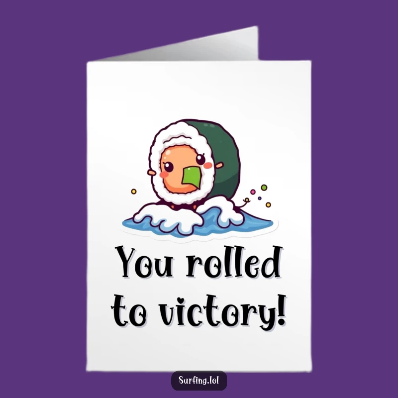 Free Printable Congrats Card: Wobbly Sushi Surfer, Hilarious Downloadable Gift!