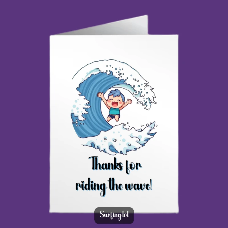 Free Printable Surfing Character Thank You Card - Radical Downloadable Gratitude