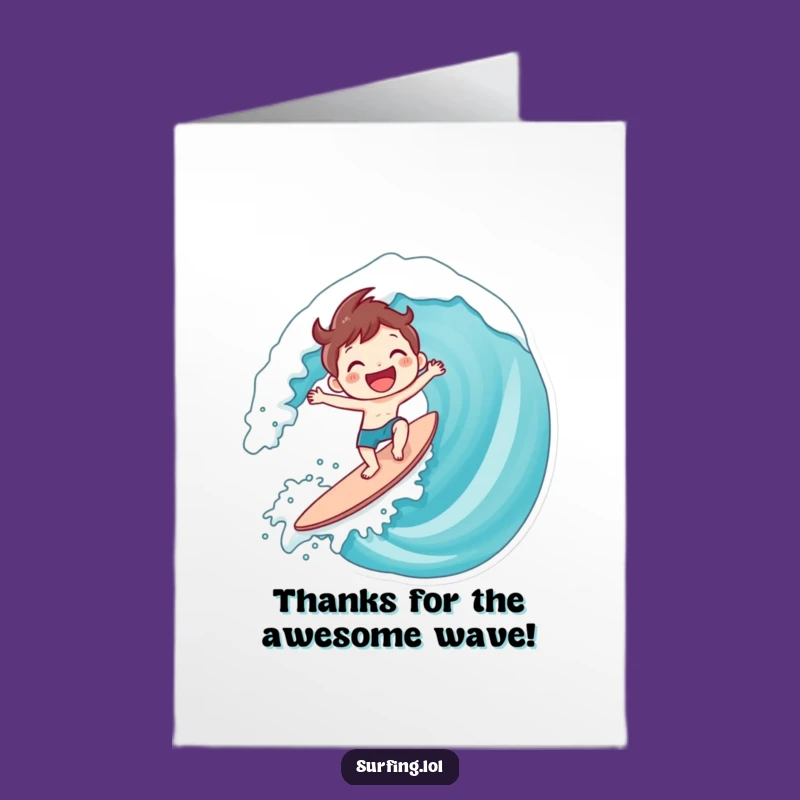 Free Printable Surfing Wave Thank You Card - Express Gratitude Downloadable