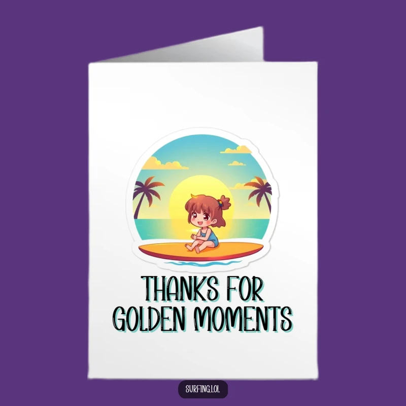 Free Printable Thank You Card: Sunset Surfer, Grateful Downloadable Gift for Quiet Appreciation