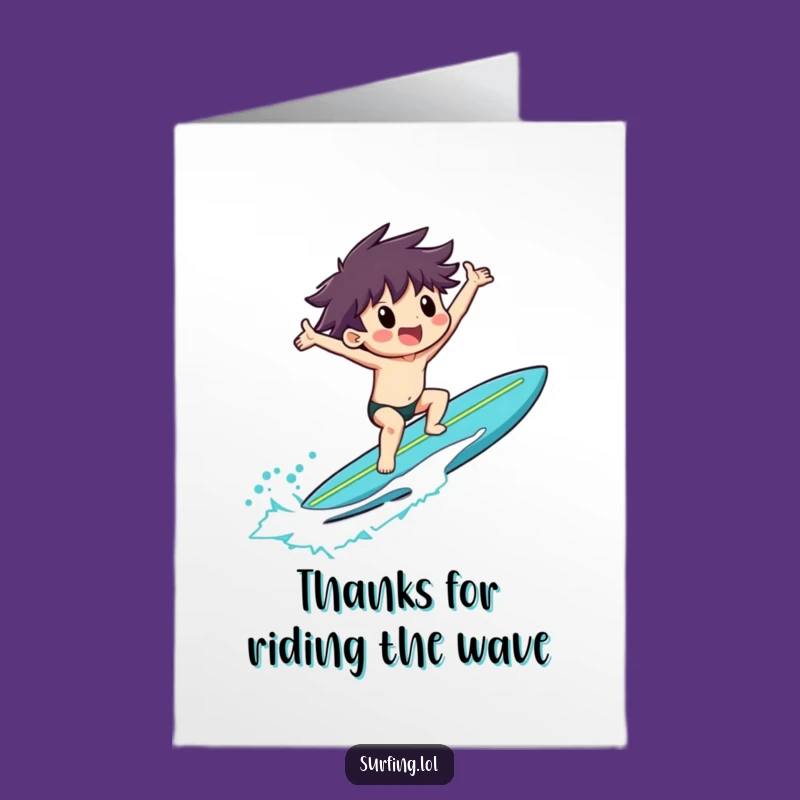 Free Printable Thank You Card: Surfing Gratitude Character, Downloadable Fun Gift