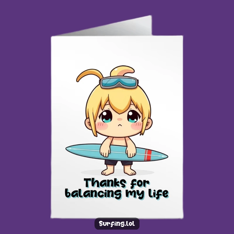 Free Printable Thank You Card: Surfer Balance, Unique Downloadable Gift