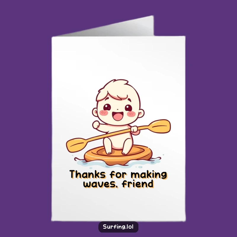 Free Printable Funny Thank You Card: Adorable Paddler, Cheerful Strokes, Heartfelt Gratitude