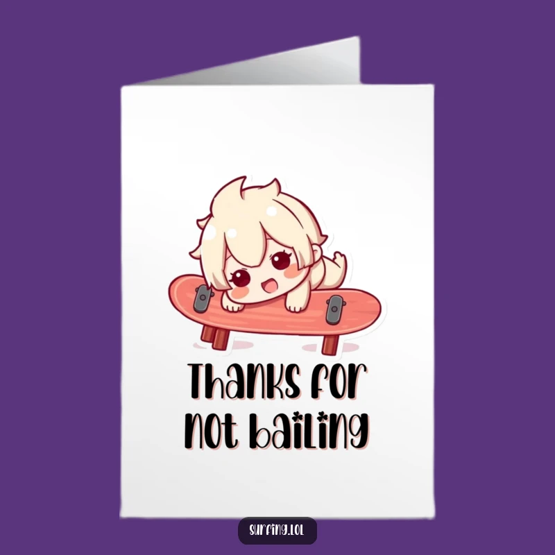 Free Printable Thank You Card: Wobbly Surfer, Amusing Downloadable Gift to Express Gratitude