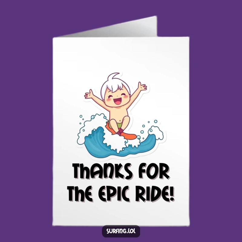 Free Printable Thank You Card: Happy Wave Rider, Downloadable Gratitude Gift