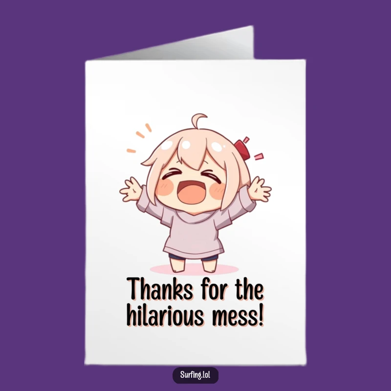 Thanks Free Printable Card: Laughing Wipeout Thanks Downloadable Gift
