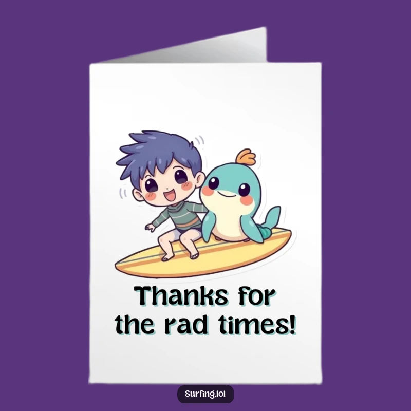 Free Printable Thank You Card: Surf Buddies Expressing Gratitude, Funny Downloadable Gift
