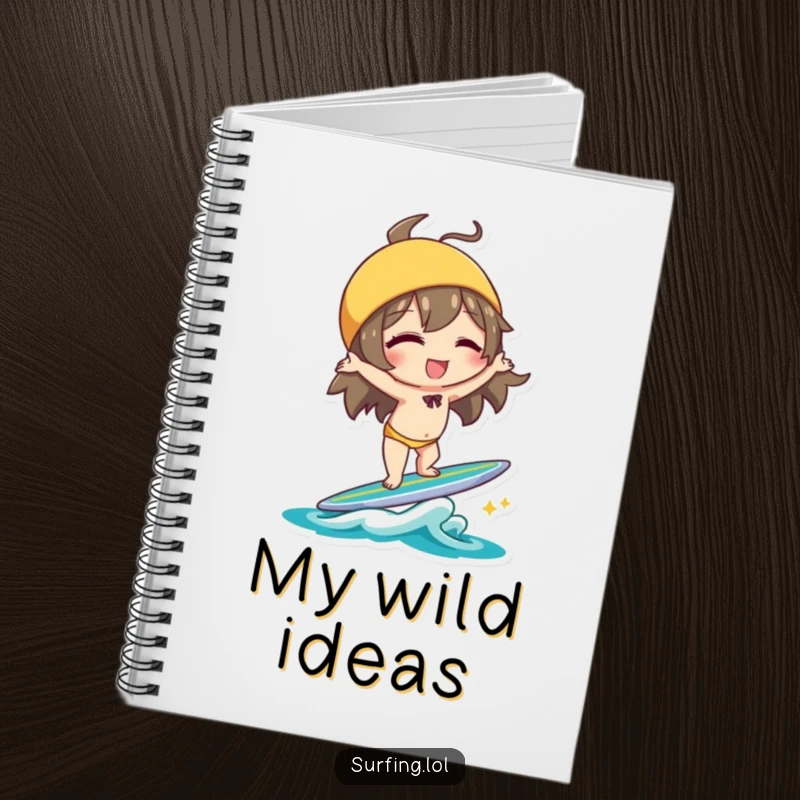 Funny Handstand Character Notebook: Character winking and doing a handstand on a surfboard with playful balance, great funny gift.