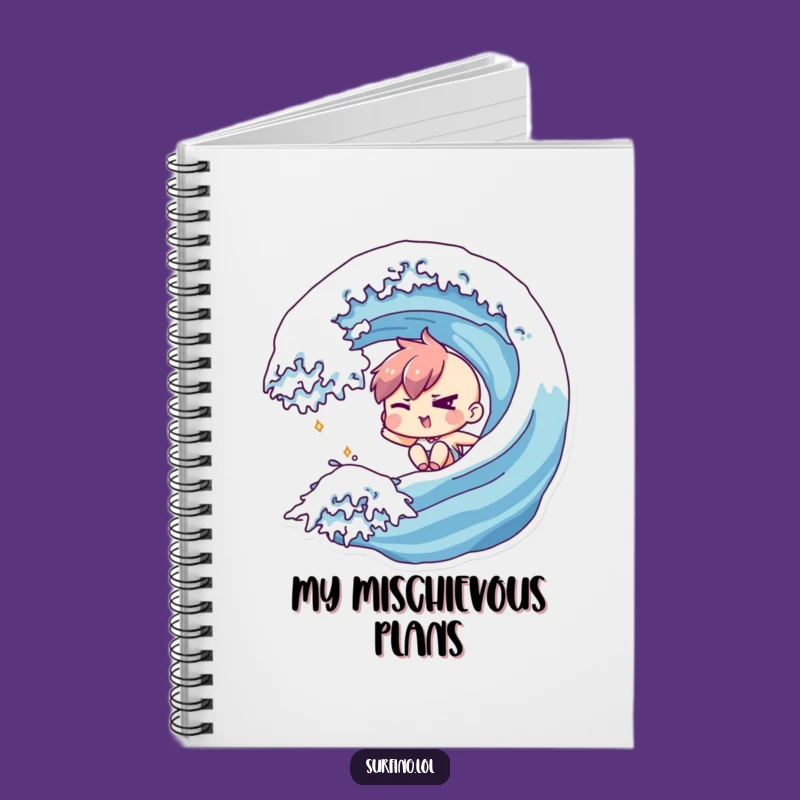 Funny Winking Wave Rider Notebook - Ride Your Ideas