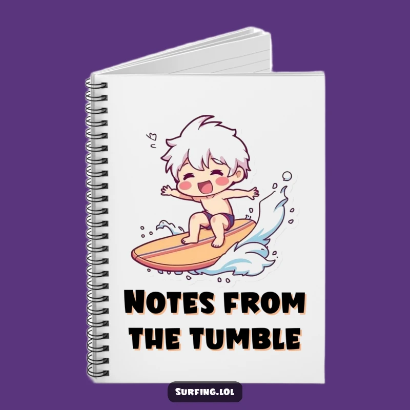 Funny Wipeout Surfer Notebook - Smiling Character's Fail Pages, Humorous Journal