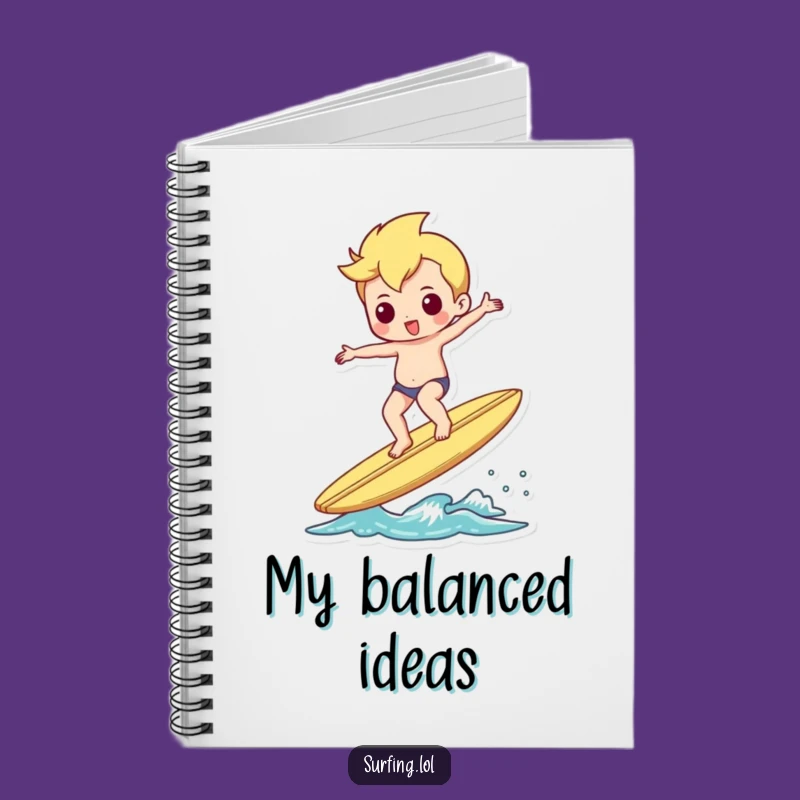 Funny Shimmy Surfer Journal, Balanced Character Diary, Humorous Gift for Writers