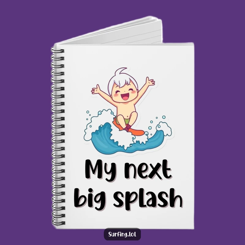 Funny Joyful Surfer Notebook - Cute Character Wave Riding Pages, Humorous Gift